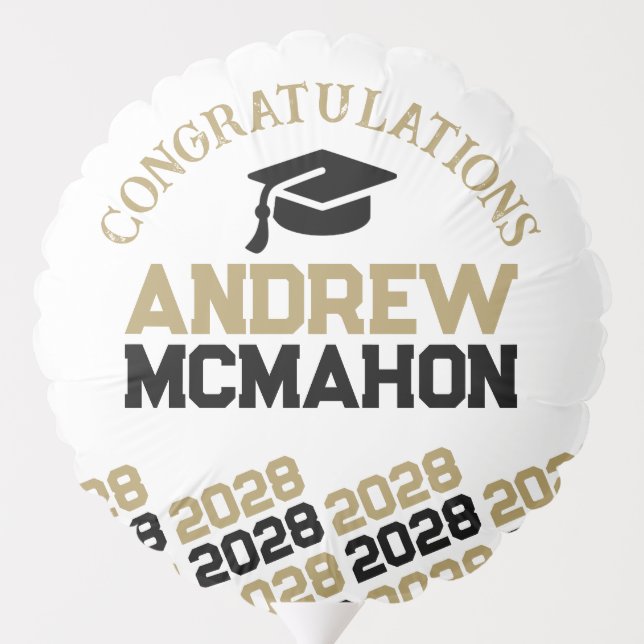 Black & Gold Graduation Centerpiece Balloon (Back)