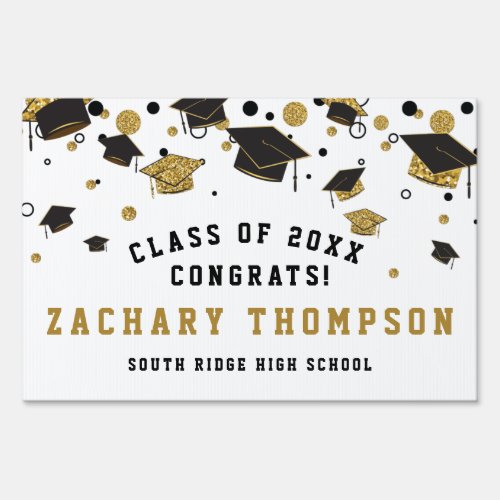 Black  Gold Graduation Class of 2021 Custom Yard Sign