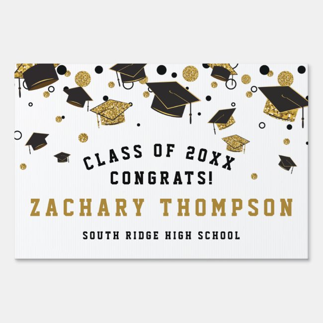 Black & Gold Graduation Class of 2021 Custom Yard Sign