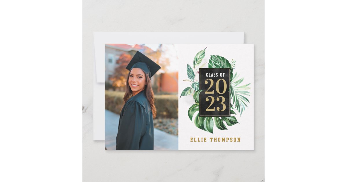 Black & Gold Graduation Class of 2021 Photo Yard Invitation | Zazzle