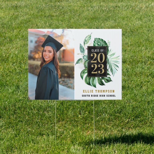 Black & Gold Graduation Class of 2021 Photo Yard   Sign (Insitu)