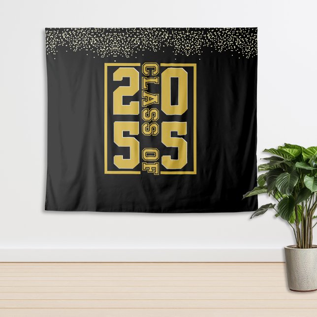 Black Gold Graduation Class of Sporty Typography Tapestry (Creator Uploaded)