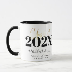 black gold graduation elegant script modern  mug