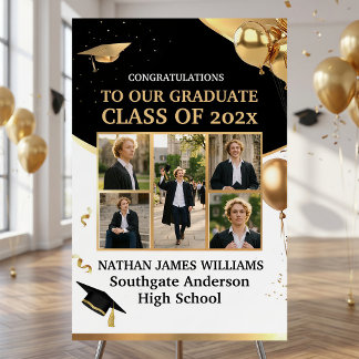 Black & Gold Graduation Foam Board Photo Collage 