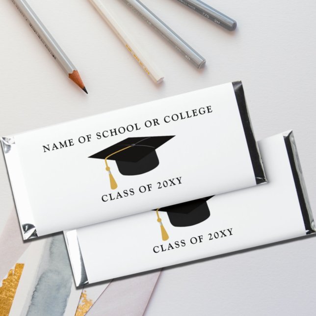 Black Gold Graduation Hat Custom Graduation Party  Hershey Bar Favors (Creator Uploaded)