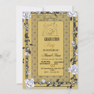 Black Gold Graduation Invitation with Photo Class
