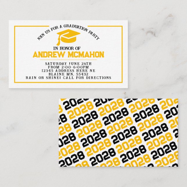 Black & Gold Graduation Invite Announcement Insert (Front/Back)
