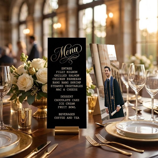 Black & Gold Graduation Menu | Class of 2026 Invitation (Black & Gold Graduation Menu | Class of 2026 Invitation #menu #dinner #graduationmenu #graduationpar)