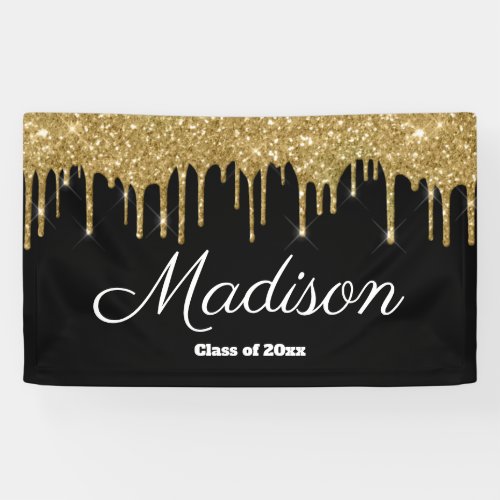 Black Gold Graduation Party Backdrop Class of 2024 Banner