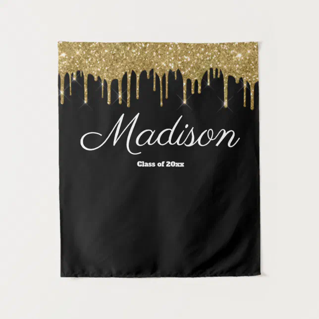 Black Gold Graduation Party Backdrop Class of 2025 | Zazzle