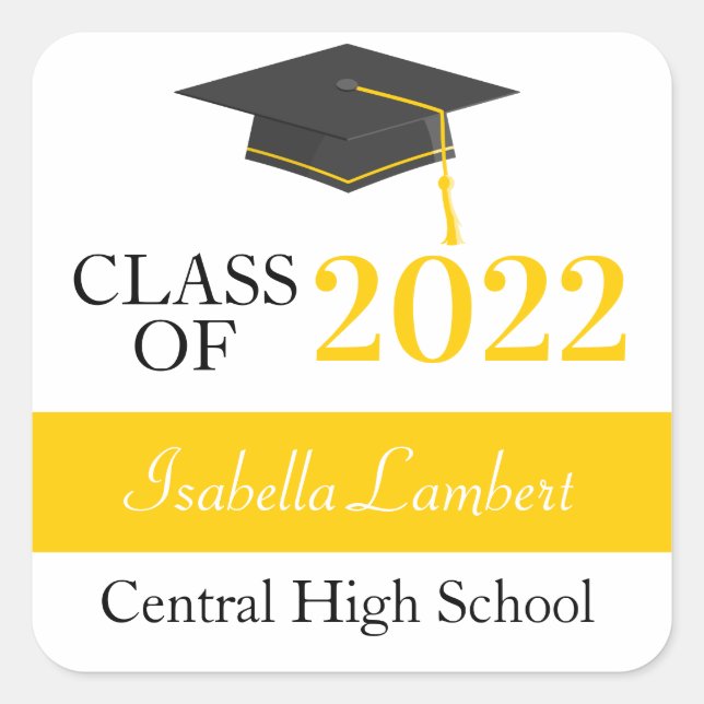 Black & Gold Graduation Party Favor Labels (Front)