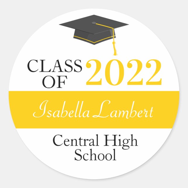 Black & Gold Graduation Party Favor Stickers (Front)