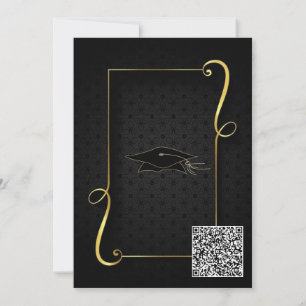 Black Gold Graduation Party Invitation and QR Code