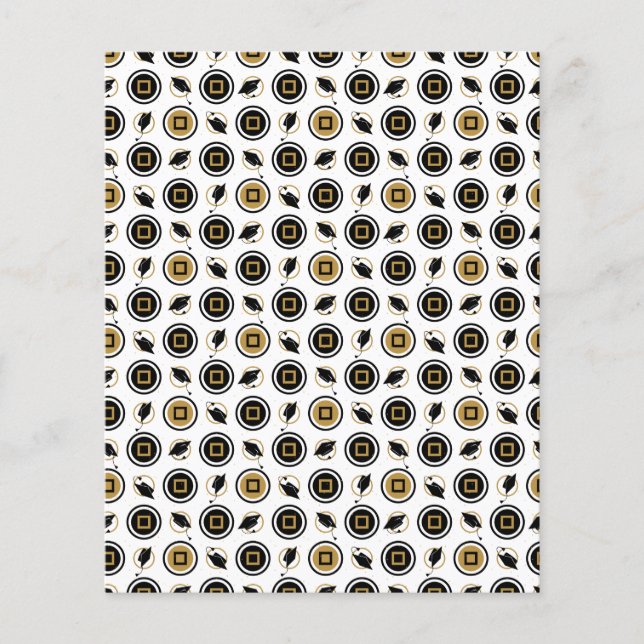 Black & Gold Graduation Pattern Scrapbook Paper (Front)