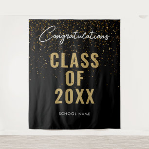 Black Gold Graduation Photo Booth Backdrop