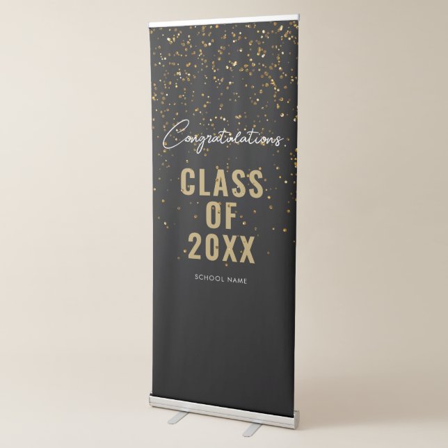 Black Gold Graduation Photo Booth Backdrop Retractable Banner (3/4)