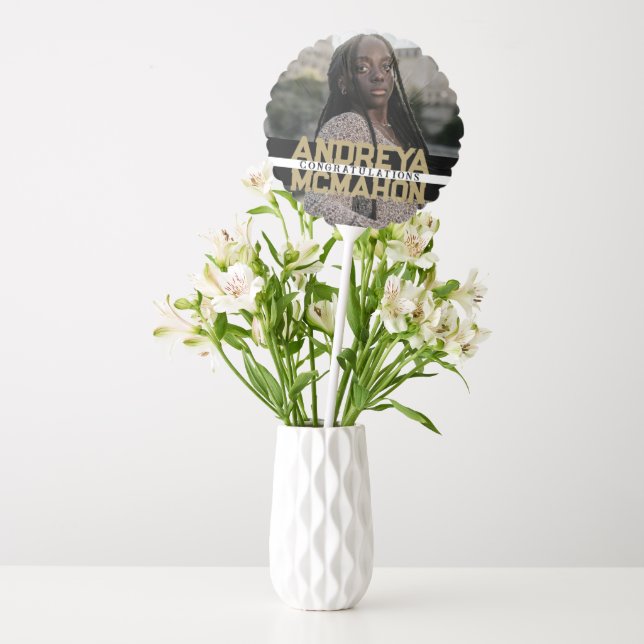 Black & Gold Graduation Photo Centerpiece Balloon (Vase)