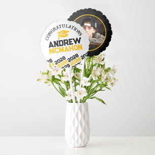 Black & Gold Graduation Photo Centerpiece Balloon