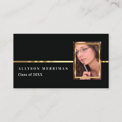 Black  Gold Graduation Photo Insert Name Cards