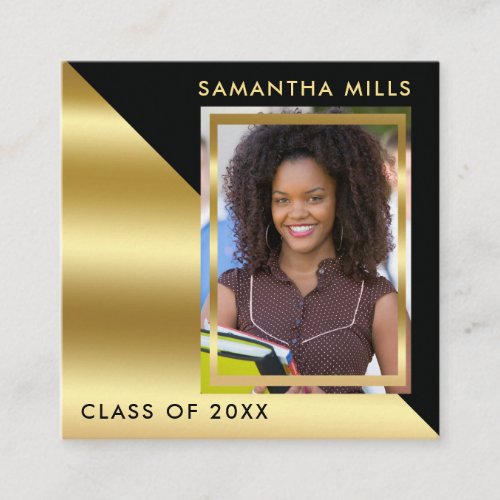 Black Gold Graduation Photo Insert Name Cards