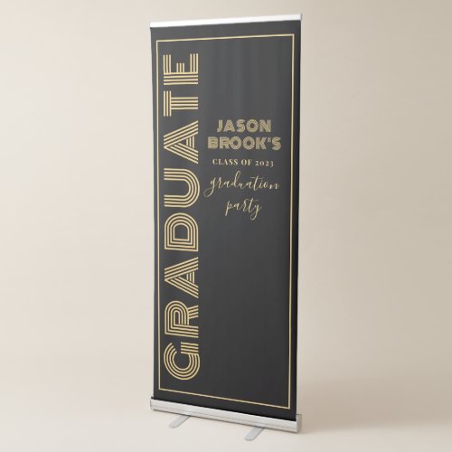 Black Gold Graduation  Retractable Banner