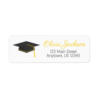 Black & Gold Graduation Return Address Label