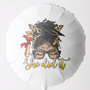 Black Gold Graduation She Did It Graduate Balloon