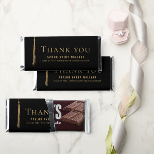 Black Gold Graduation Thank You Chocolate Bar Wrap