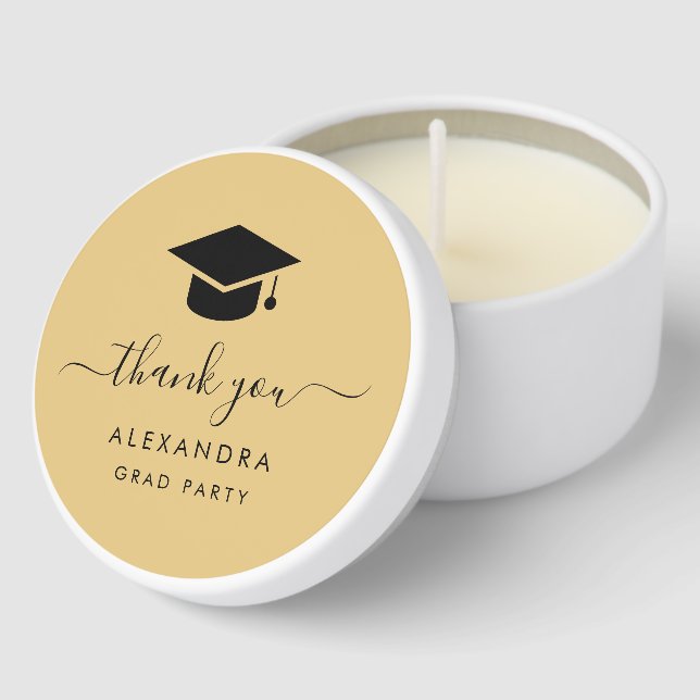 Black Gold Graduation thank you Mini Candle Favors (Corner)