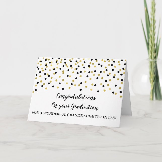 Black Gold Granddaughter in Law Graduation Card (Front)
