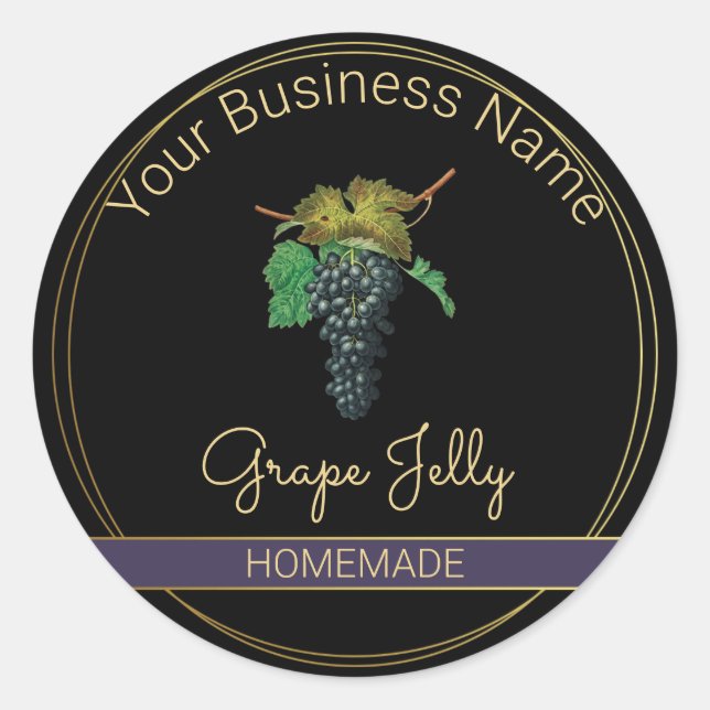 Black & Gold Grape Jelly Product Label (Front)