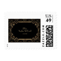 Black Gold Great Gatsby Art Deco 1920s Wedding Postage