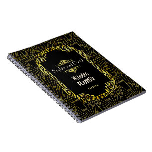Black & Gold Great Gatsby Art Deco Wedding Planner Notebook