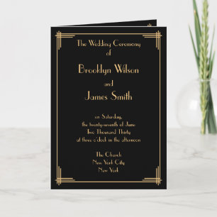 Black Gold Great Gatsby Art Deco Wedding Programs