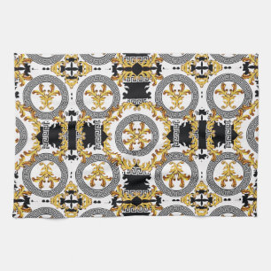Black Gold Greek decoration Kitchen Towel