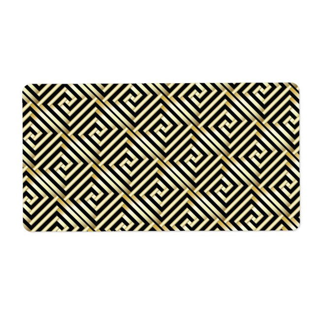 Black, gold Greek key pattern Label (Front)