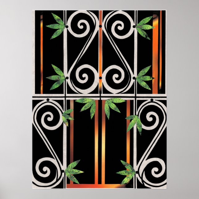 Black Gold Green GUANTANAMO Paper Collage Poster (Front)