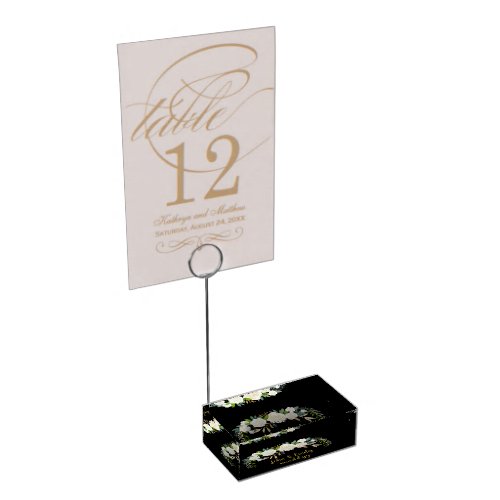 Black  Gold Greenery Fall Wedding Reception Decor Place Card Holder