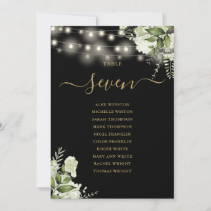 Black Gold Greenery Seating Plan Table Number