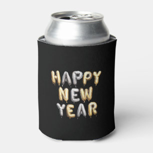 Black Gold Grey Happy New Year Can Cooler