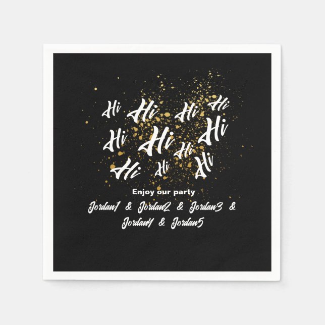 Black Gold Group Friends Joint Birthday Napkins (Front)