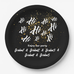 Black Gold Group Friends Joint Birthday Paper Plates