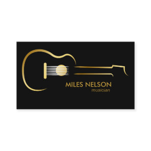 Black Gold Guitar Modern Logo Music Business Card