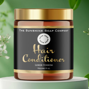 Black & Gold Hair Conditioner Jar Label with logo