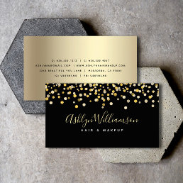 Black gold hair salon makeup artist luxury modern business card