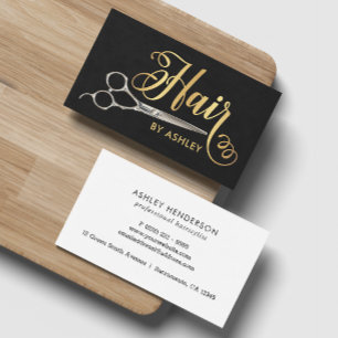 Black & Gold Hairstylist Salon Business Card