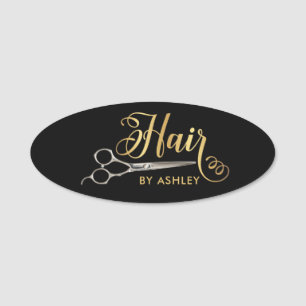 Black & Gold  Hairstylist Salon Business Name Tag