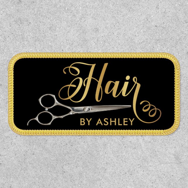 Black & Gold  Hairstylist Salon Business Patch (Front)