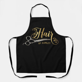 Black & Gold Hairstylist Salon Name Apron