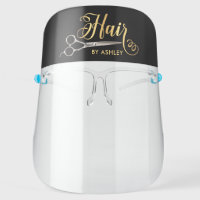 Black & Gold Hairstylist Salon Name Face Shield